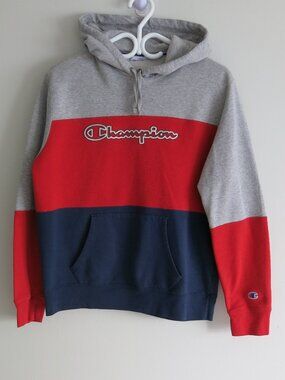 Champion Colorblock Pullover Sweatshirt Hoodie - Size Medium Vintage Retro Y2K